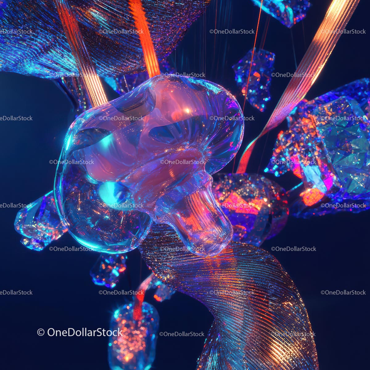 Vibrant Glass Sculpture with Neon Colors