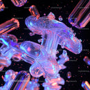 Futuristic Abstract Glass Shapes with Neon Glow