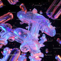 Futuristic Abstract Glass Shapes with Neon Glow