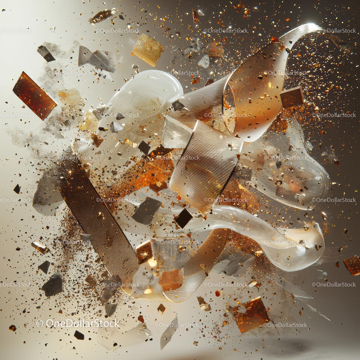 Dynamic Abstract Explosion with Gold and Silver Elements