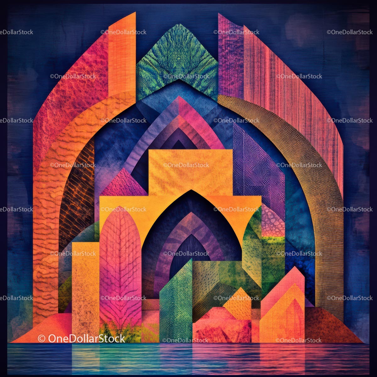 Colorful Abstract Architecture Design with Geometric Patterns