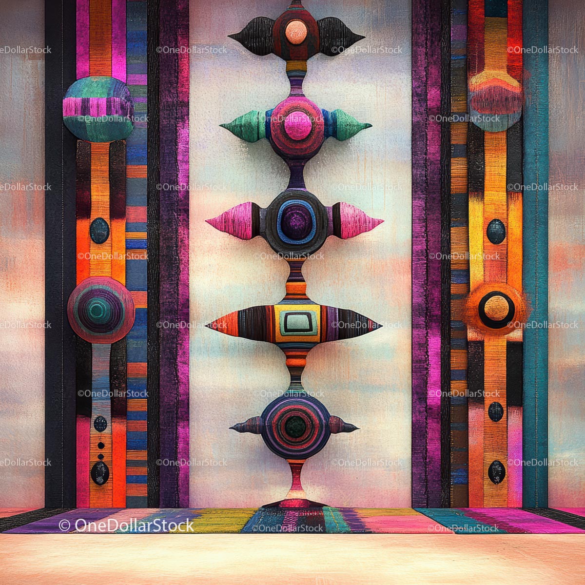 Vibrant Geometric Abstract Art Installation
