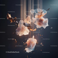 Floating Translucent Petals in Ethereal Fantasy Scene