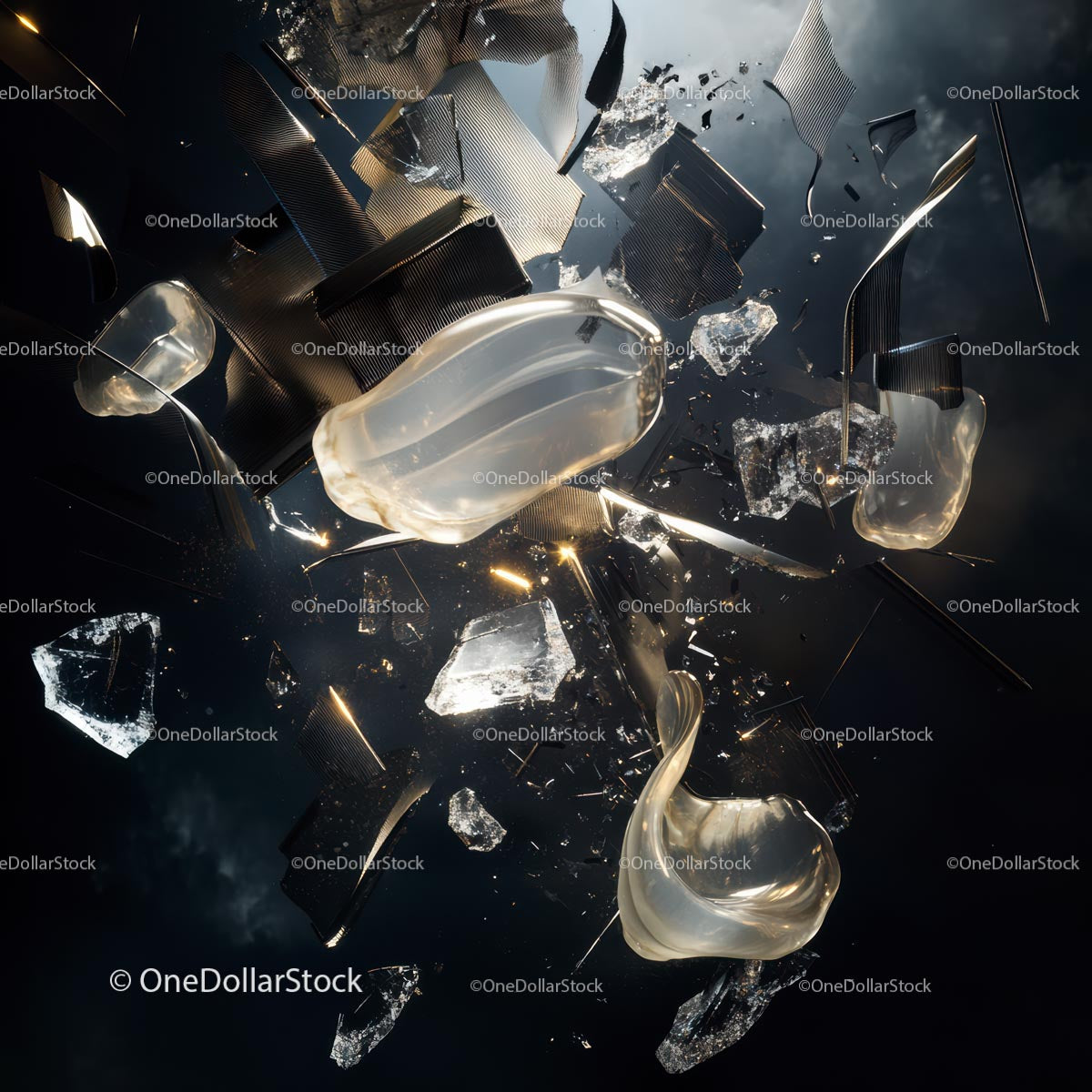 Dynamic Explosion of Shattered Glass and Metal Fragments
