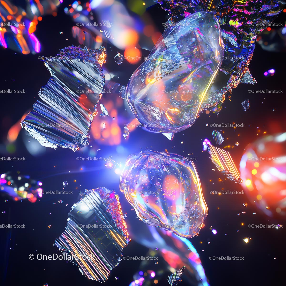 Vibrant Crystal Shards with Futuristic Light Reflections