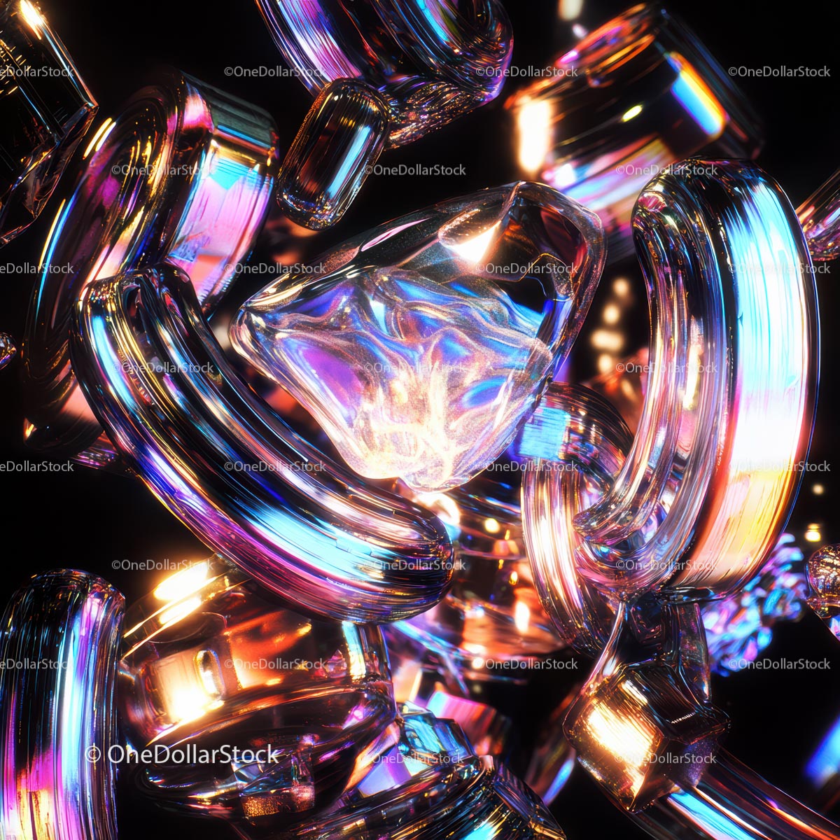 Iridescent Glass Loops with Vivid Light Play