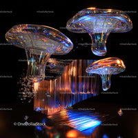 Futuristic Glass Forms with Vibrant Light Reflections