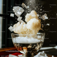 Ice Cream Splash with Falling Ice Cubes