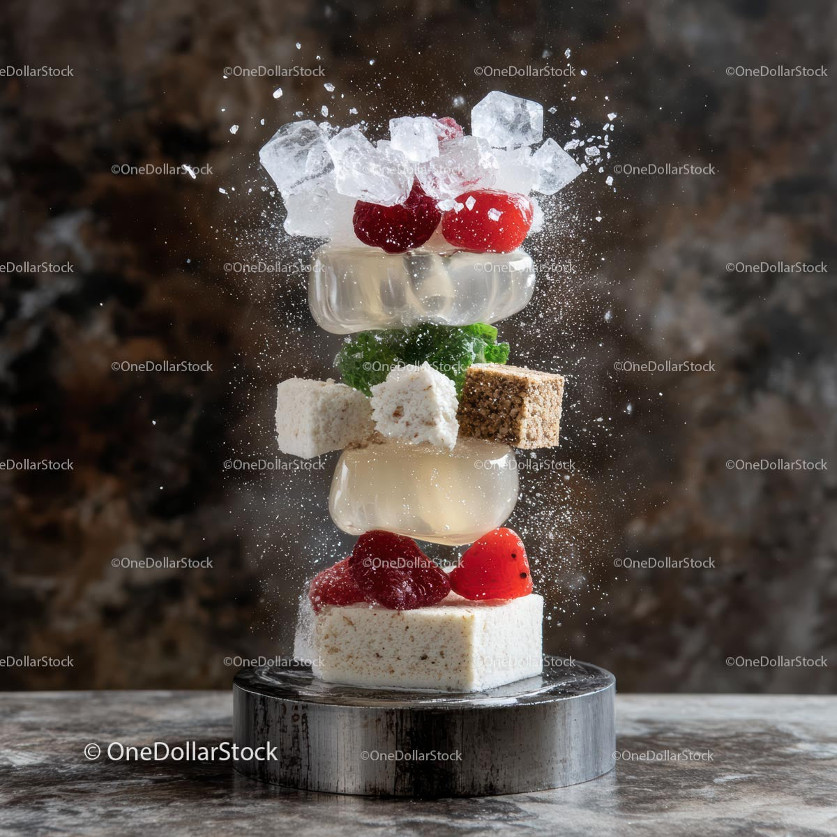 Creative Food Sculpture with Ice and Berries