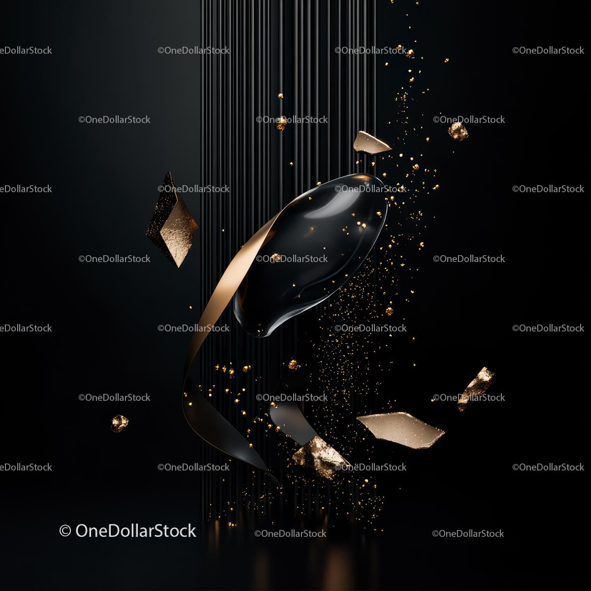 Floating Golden Accents on a Dark Elegance