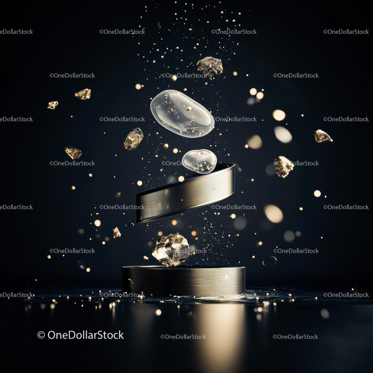 Floating Metallic Objects with Sparkling Particles
