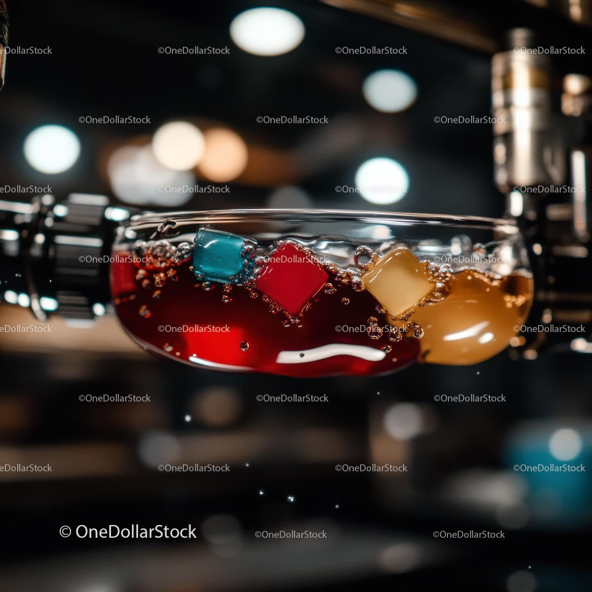 Colorful Cocktail with Vibrant Ice Cubes