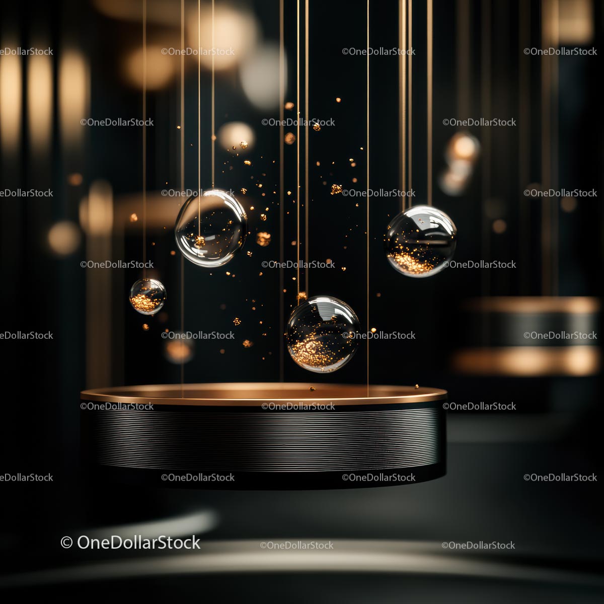 Floating Spheres with Elegant Gold Accents