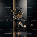 Luxurious Black and Gold Abstract Art with Shimmering Details