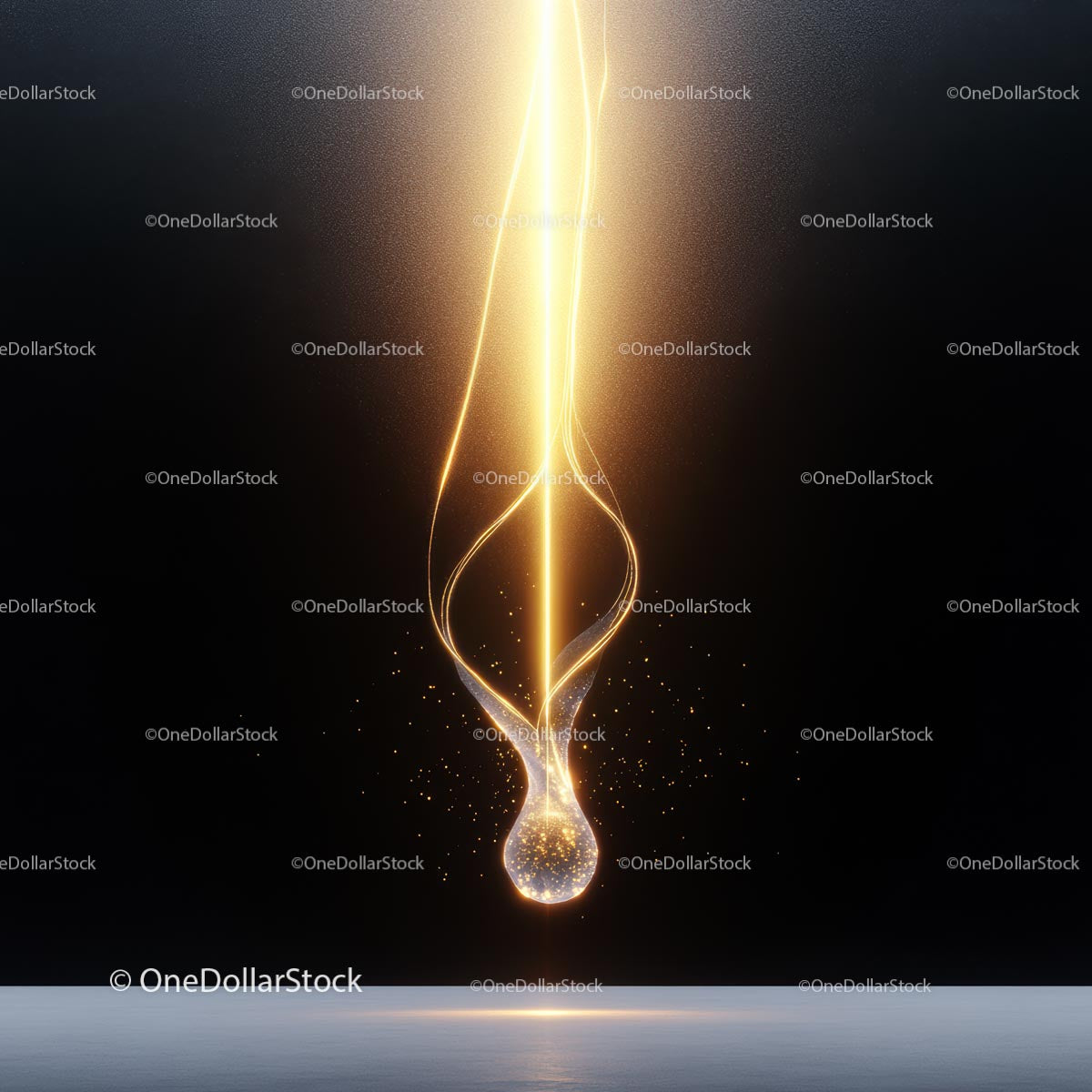 Glowing Golden Particle Stream with Sparkling Sphere