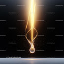 Glowing Golden Particle Stream with Sparkling Sphere