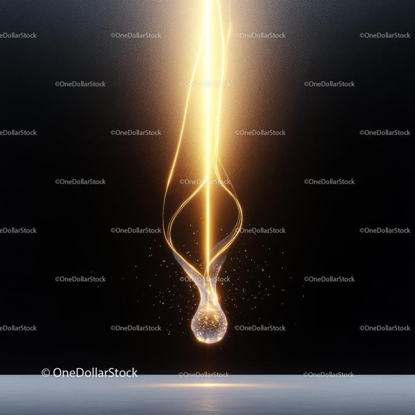 Glowing Golden Particle Stream with Sparkling Sphere