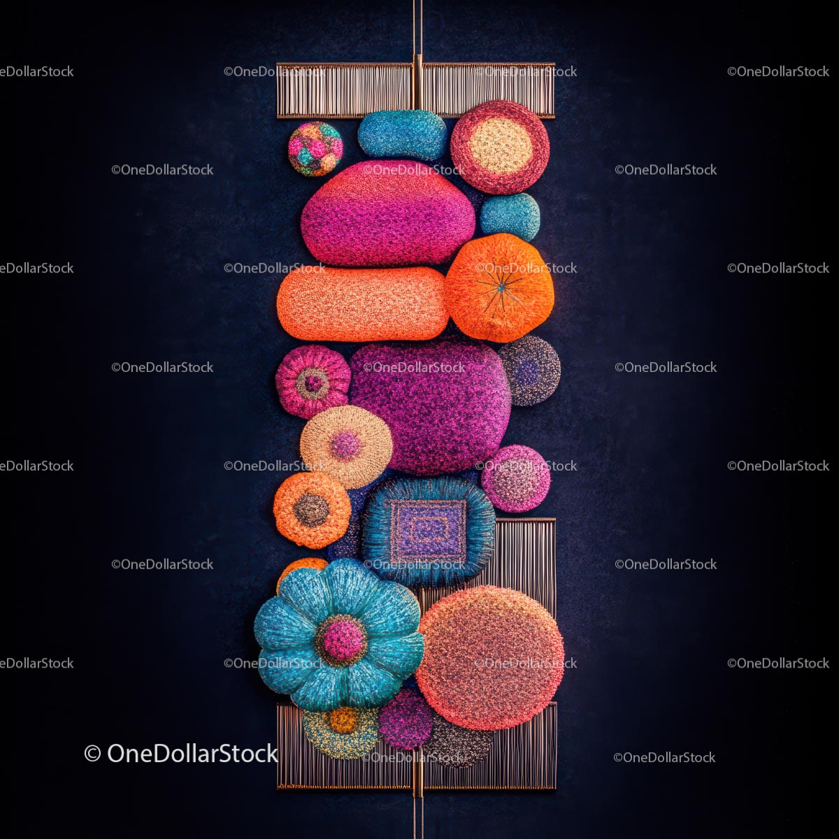 Vibrant and Textured Wall Hanging with Abstract Design