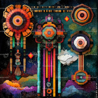 Vibrant Abstract Art with Geometric Dreamcatchers