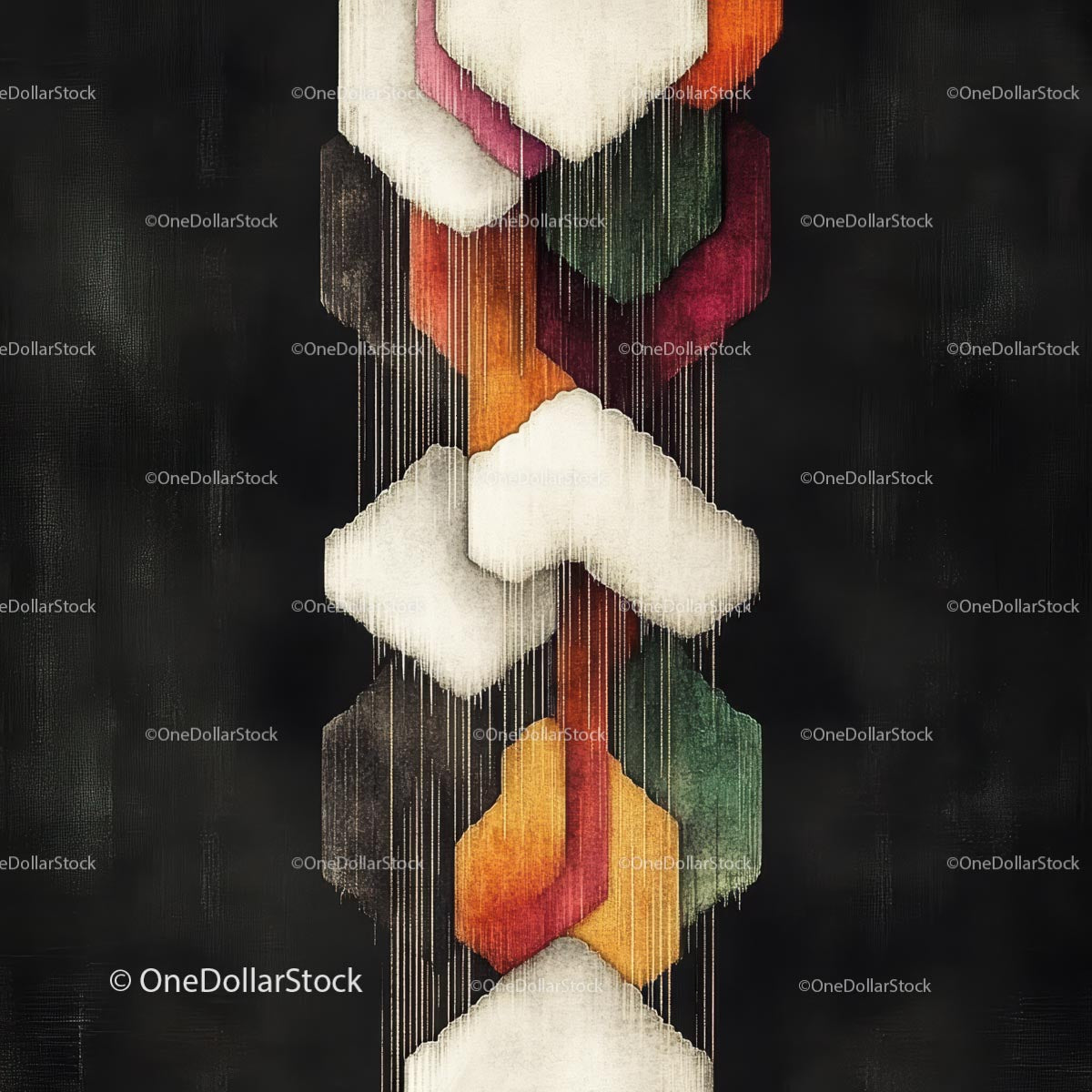 Modern Abstract Art with Geometric Shapes on Black