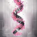 Abstract Spiral with Pink Crystals and Metallic Ribbon