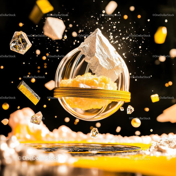 Dynamic Abstract Art with Geometric Shapes and Yellow Accents