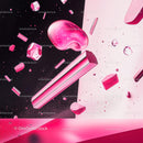 Dynamic Pink and Black Abstract Composition