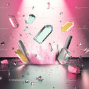 Floating Crystal Shards on a Vibrant Pink Background