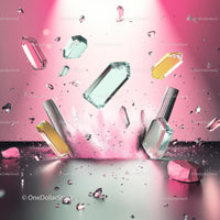 Floating Crystal Shards on a Vibrant Pink Background