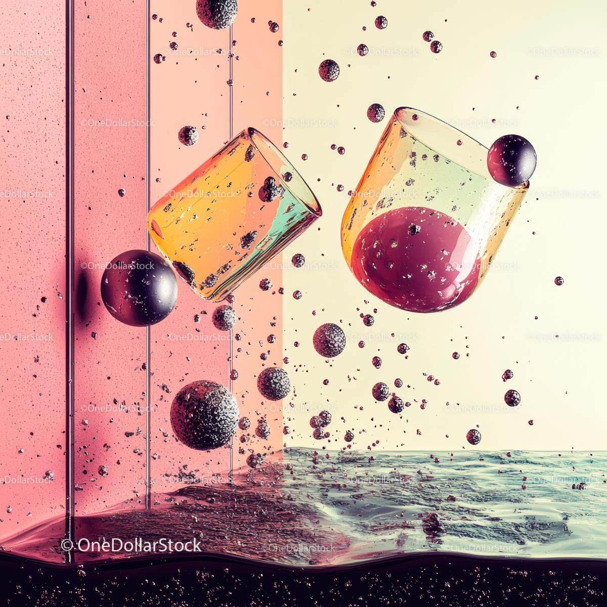 Colorful Glass Spheres in Abstract Motion
