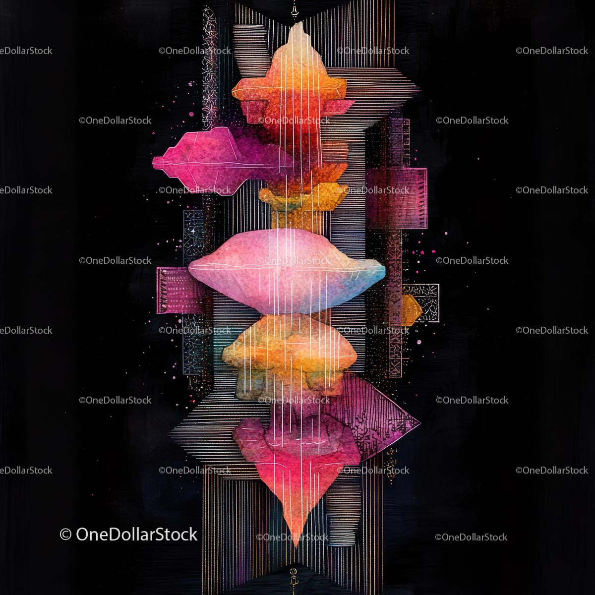 Vibrant Abstract Illustration with Geometric Shapes