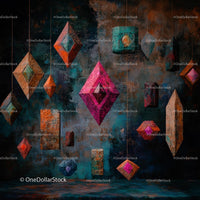 Vibrant Geometric Installation with Textured Shapes