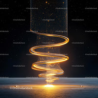 Glowing Spiral Vortex in Cosmic Night Sky