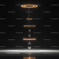 Futuristic Glowing Rings in a Starry Night Sky