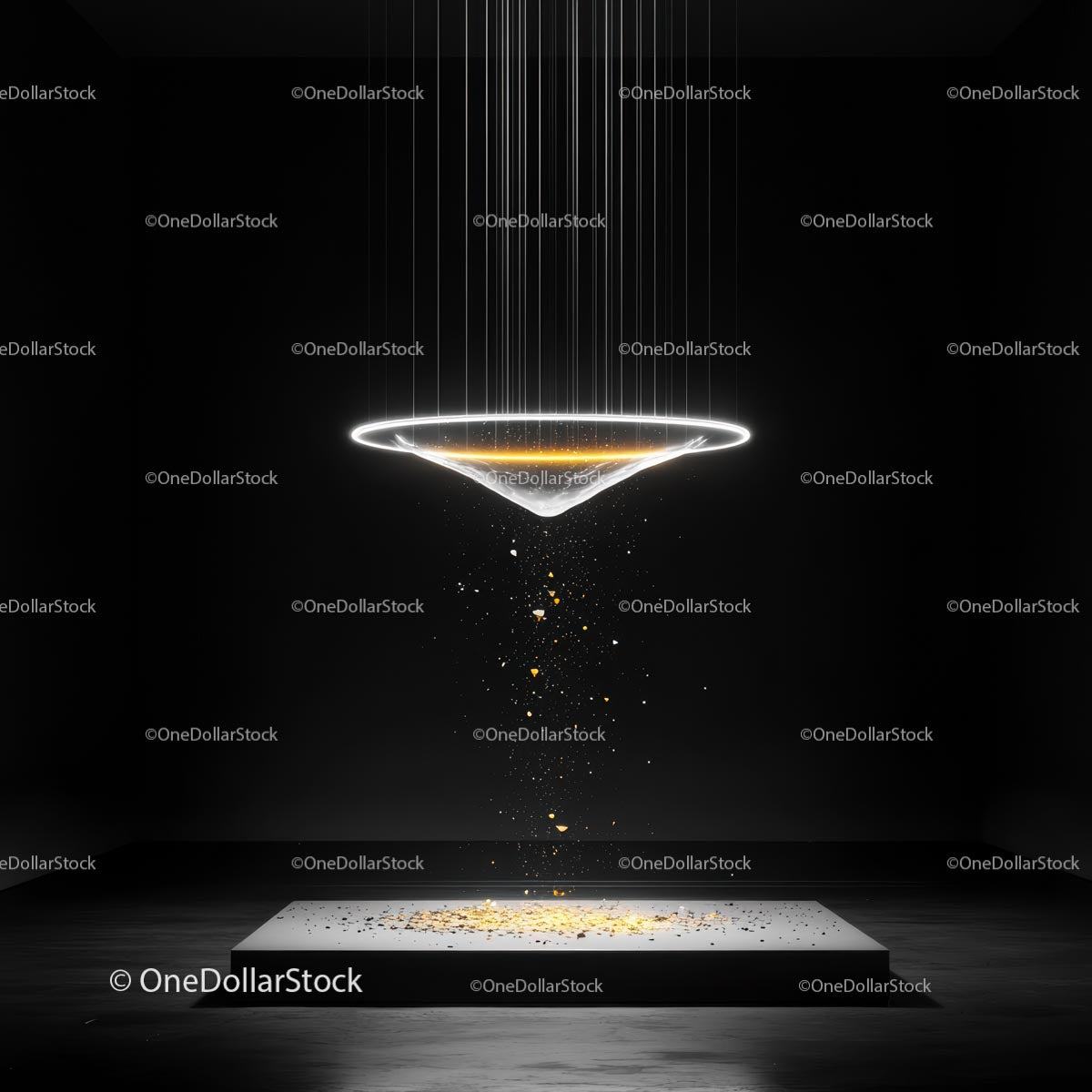 Futuristic Light Installation in Dark Room