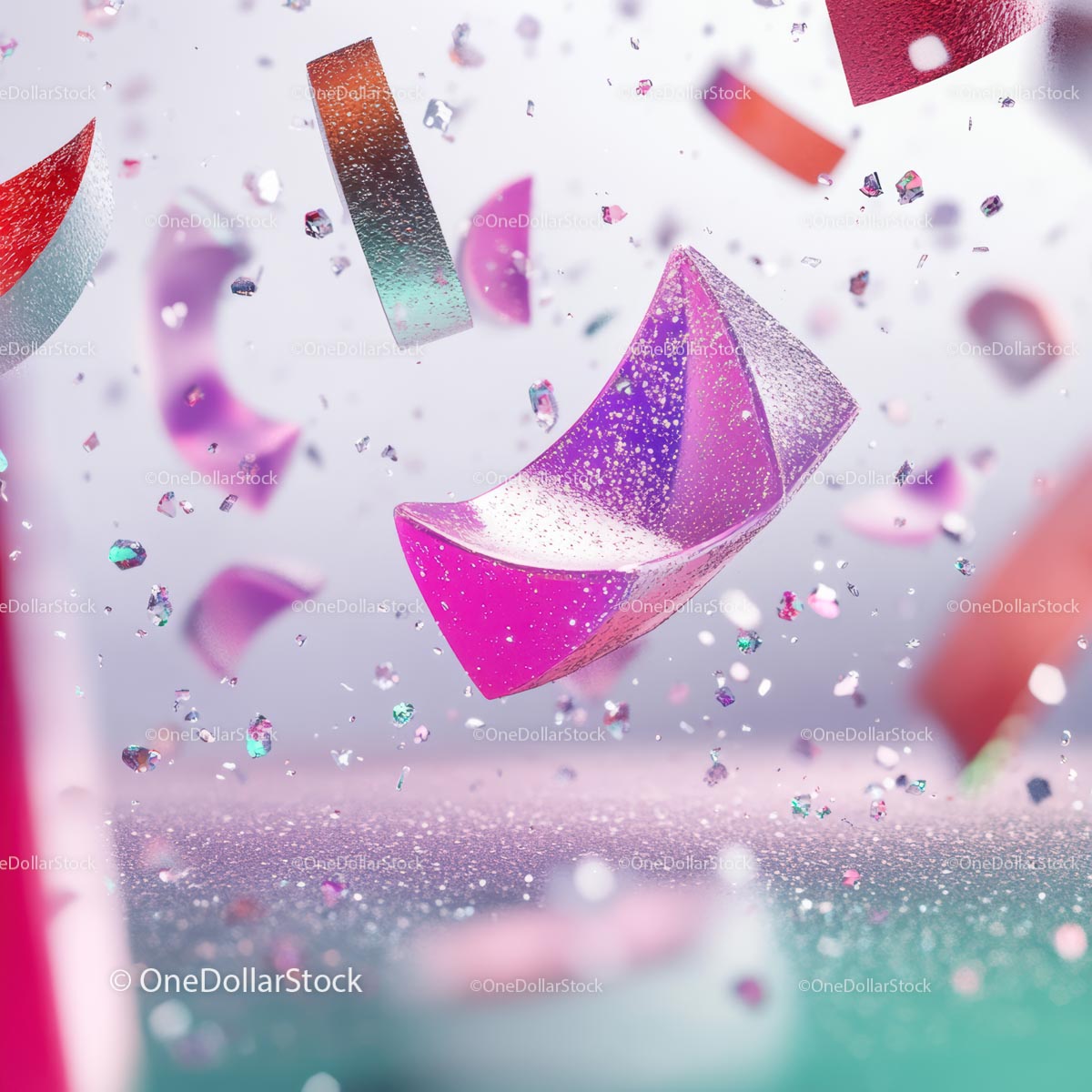 Colorful Abstract 3D Shapes with Floating Elements