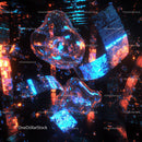 Futuristic Neon Landscape with Abstract Glass Structures