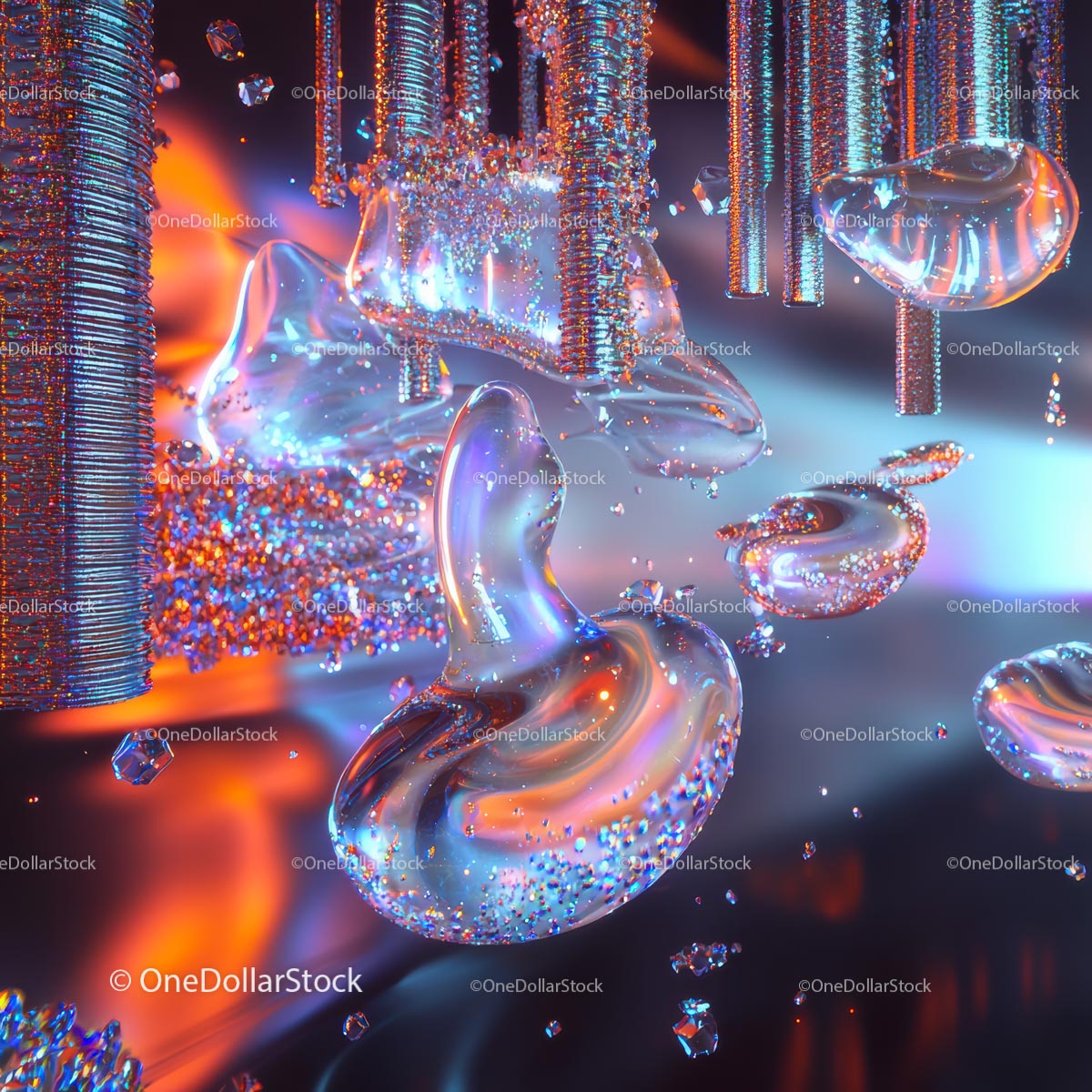 Vibrant Abstract Liquid Shapes with Futuristic Design