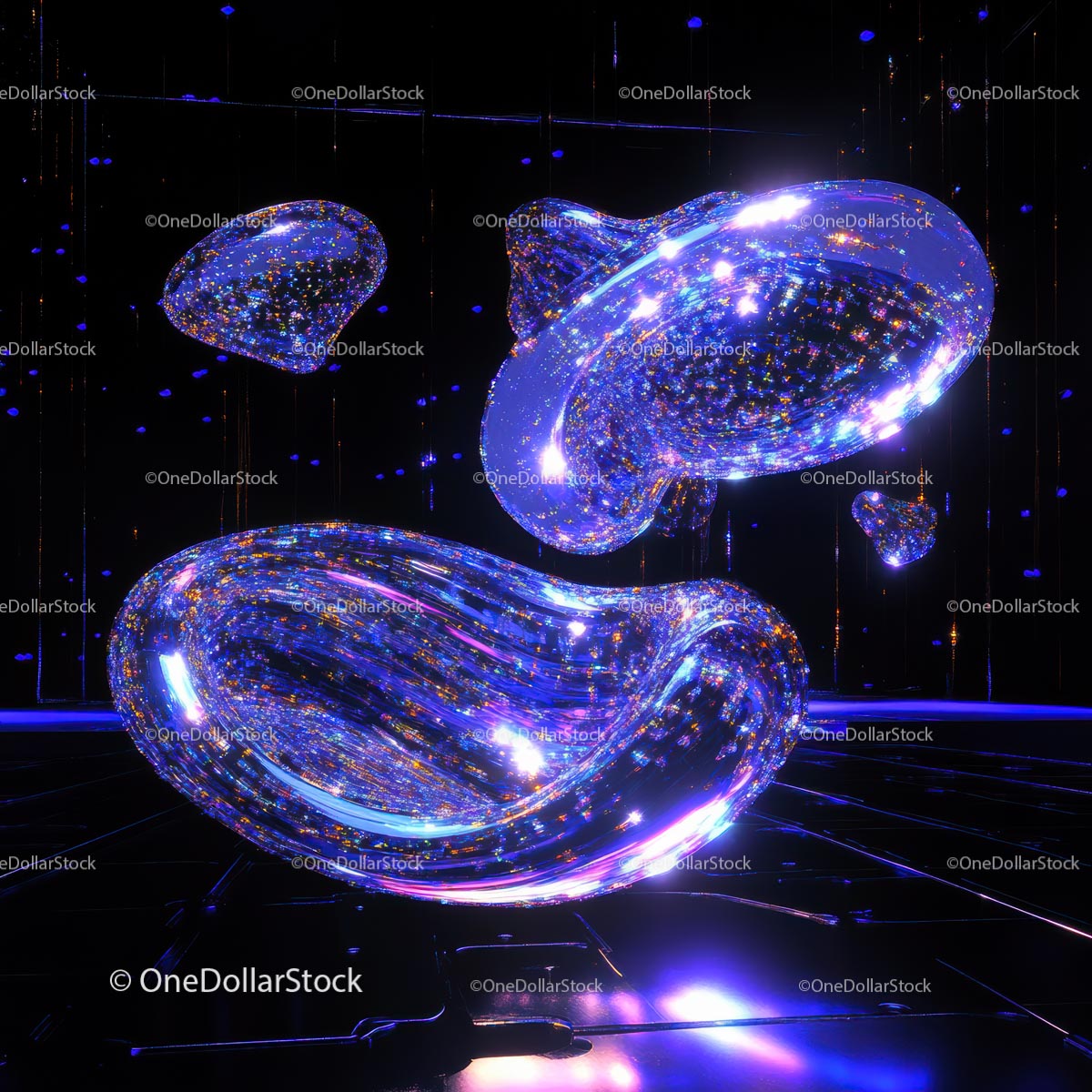 Futuristic Neon Abstract with Glowing Holographic Shapes