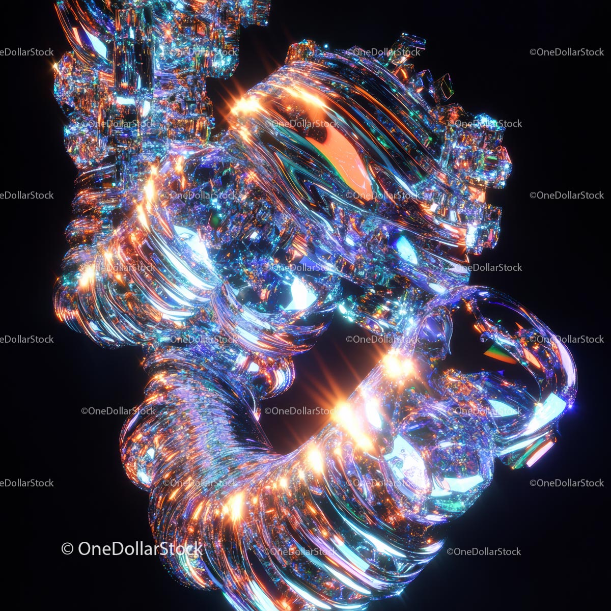 Vibrant Abstract Glass Sculpture with Neon Accents