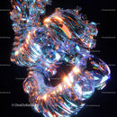 Vibrant Abstract Glass Sculpture with Neon Accents