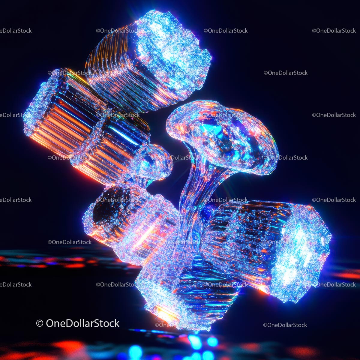 Futuristic Neon Abstract with Glowing Shapes