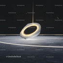 Futuristic Glowing Ring in Cosmic Night Landscape