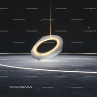Futuristic Glowing Ring in Cosmic Night Landscape