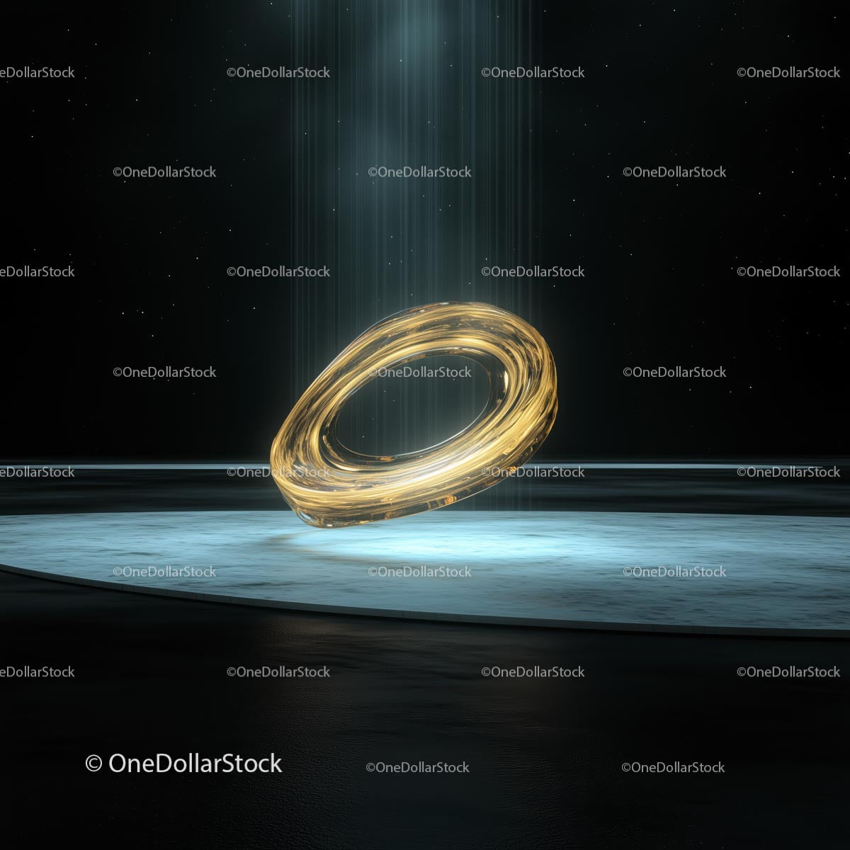 Futuristic Golden Ring in a Cosmic Setting