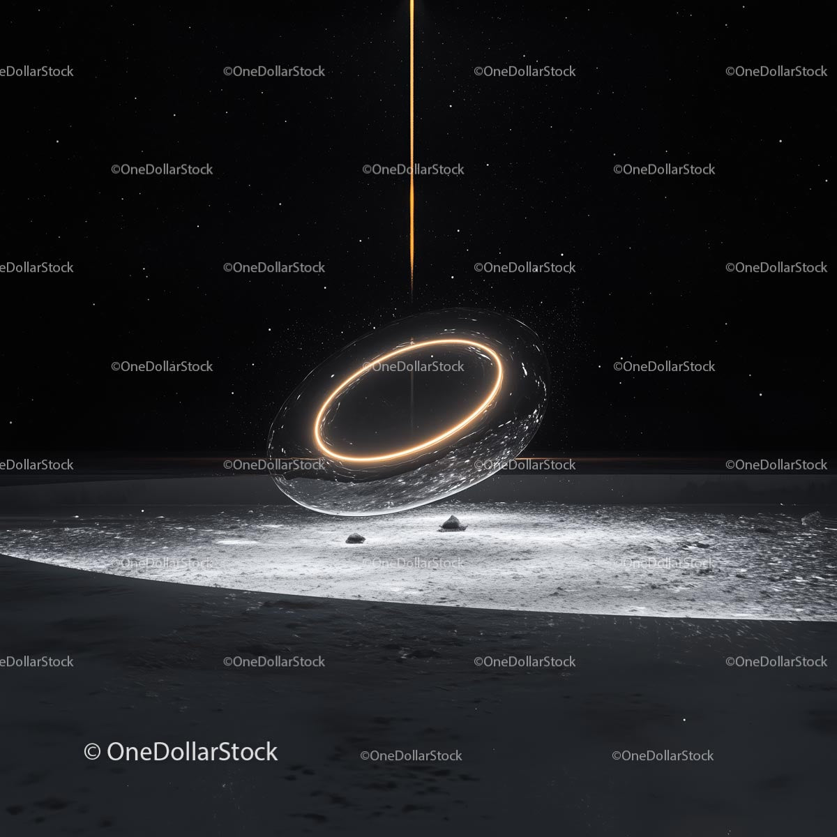 Glowing Ring in a Futuristic Cosmic Landscape