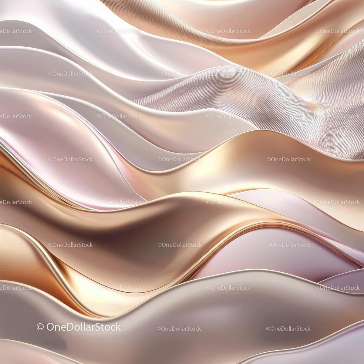 Abstract Fluid Waves in Soft Gold and Pastel Colors