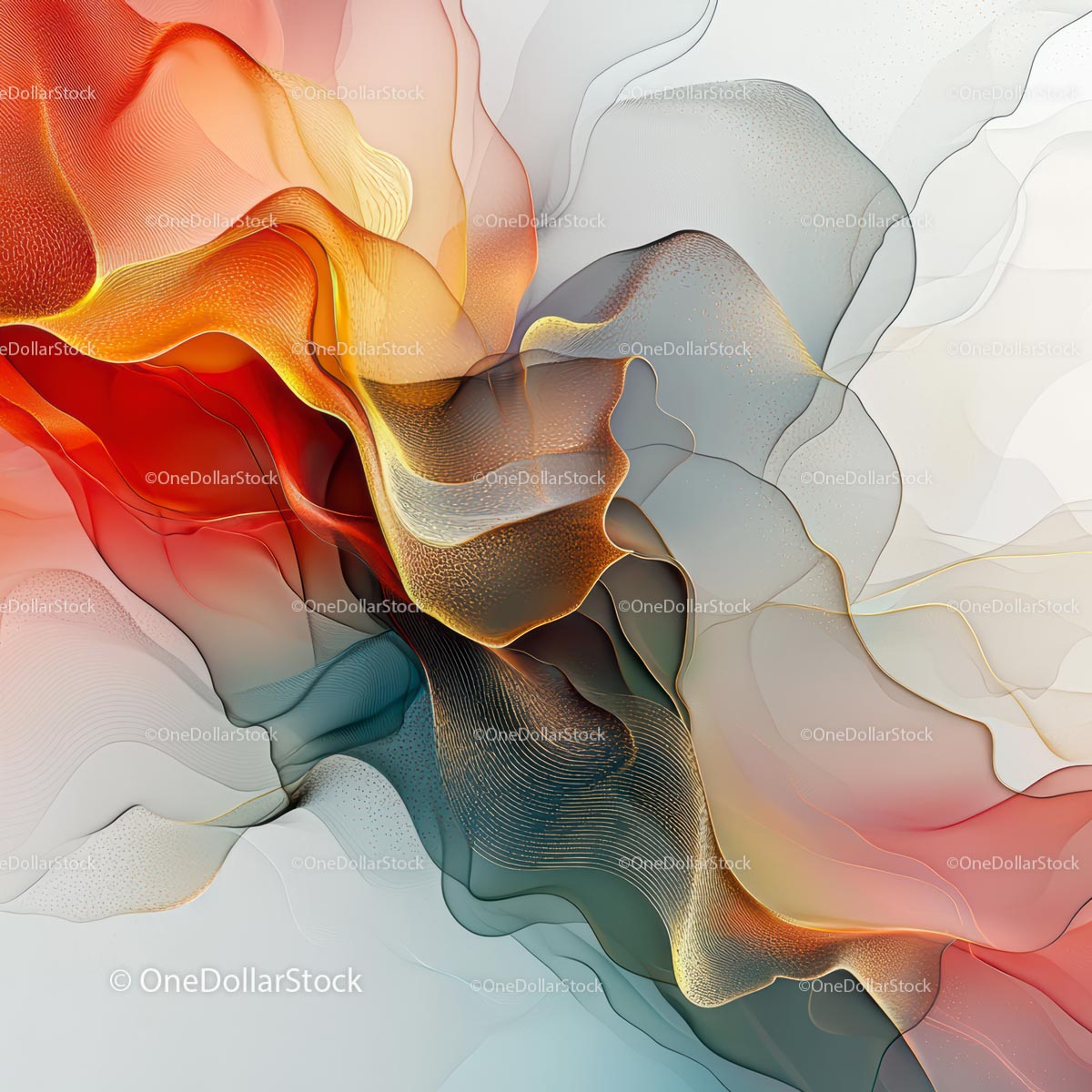 Vibrant Abstract Waves with Flowing Red and Orange Hues