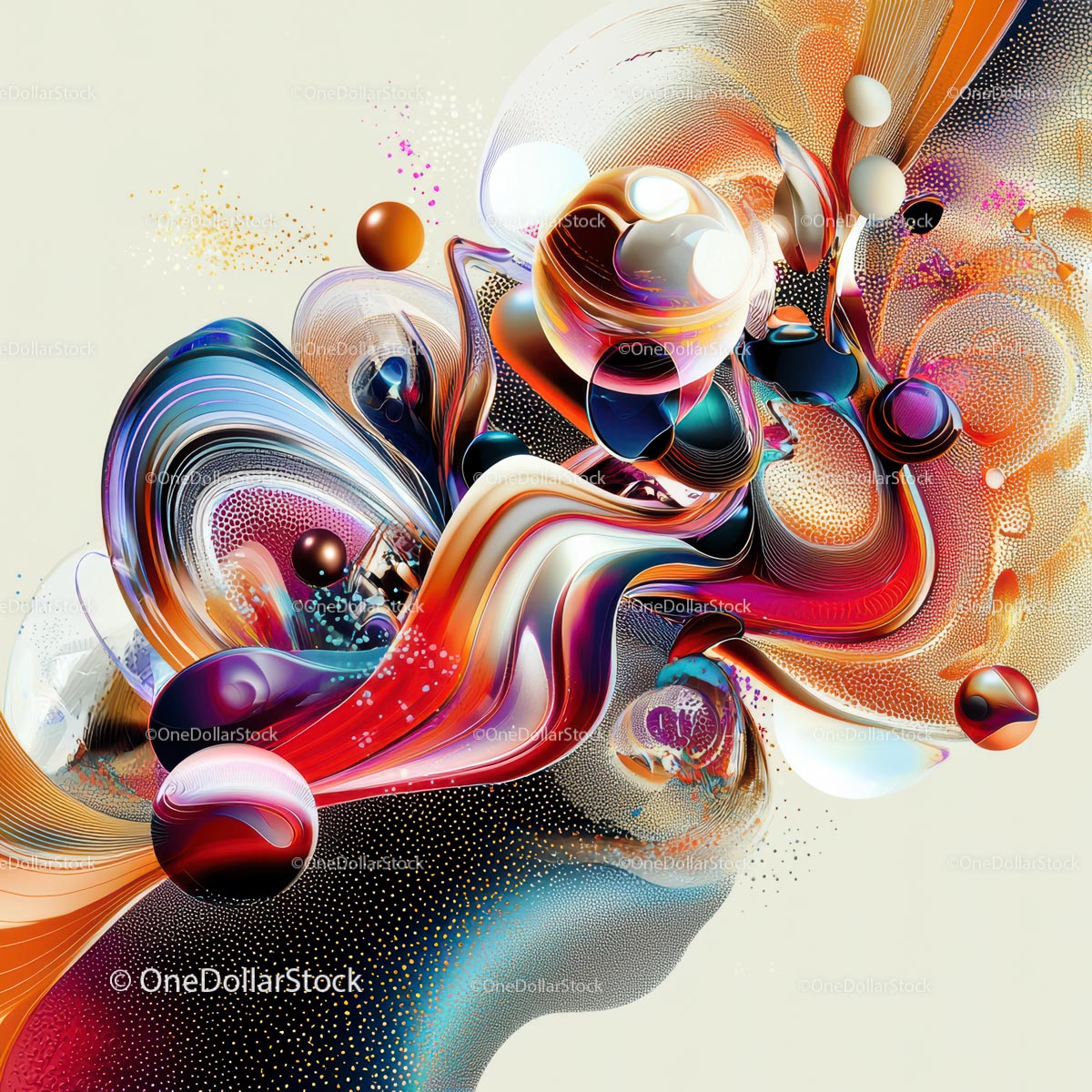 Vibrant Abstract Digital Art with Dynamic Swirls