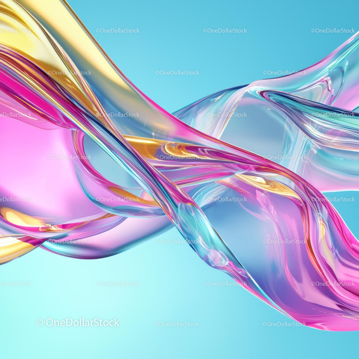 Fluid Abstract Waves in Vibrant Pink and Blue Tones